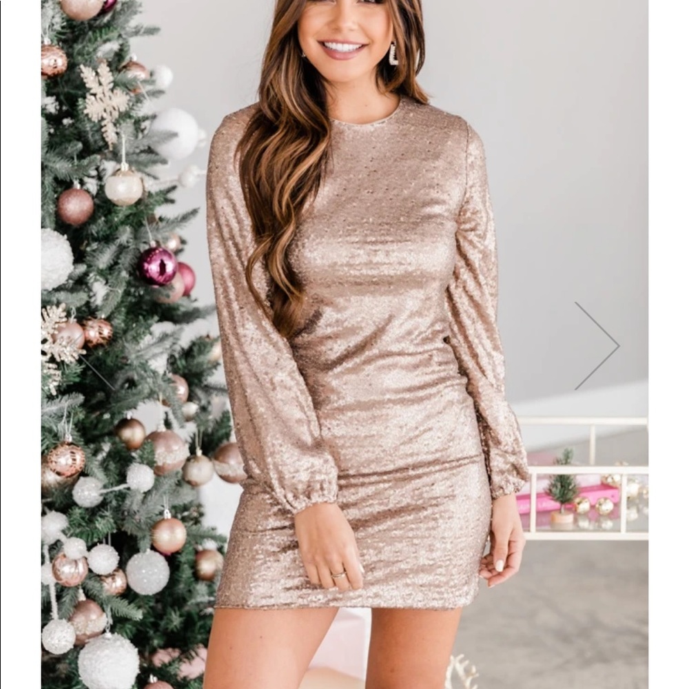 Pink Lily Gold Sequin Dress 🖤
